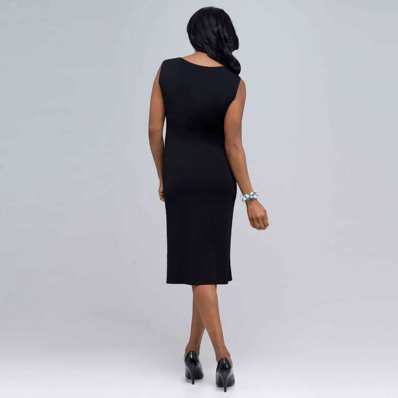Boat Neck Sleeveless Sheath Dress., Black, large image number 1