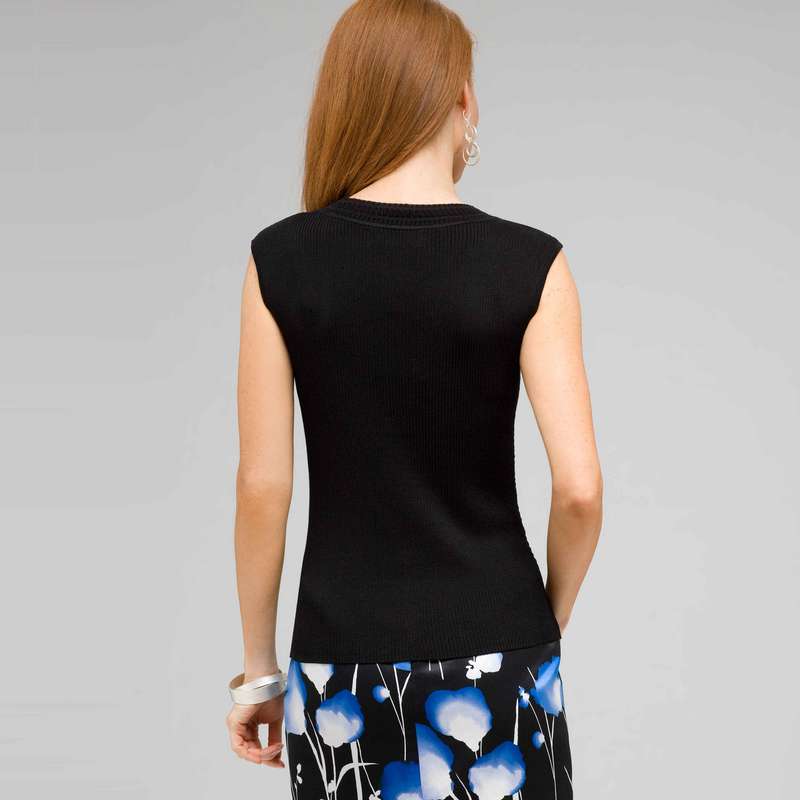 Cable Knit Shell, Black, large image number 1